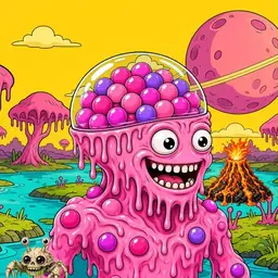 Oozlings #1399, Gumball Brain · Turquoise Swamp