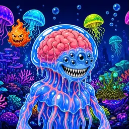 Oozlings #140, Mutated Jellyfish Brain · Glow Reef