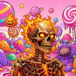 Oozlings #1401, Fire Skull · Candy Planet
