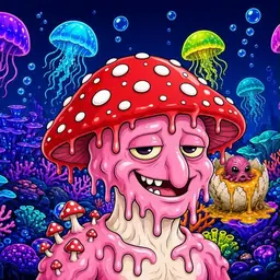Oozlings #1403, Mushroom Head · Glow Reef