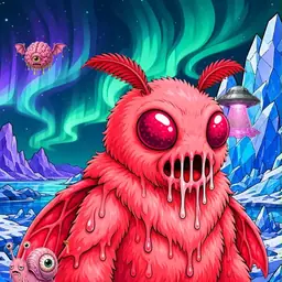 Oozlings #1405, Mutated Mutant Moth · Aurora Ice