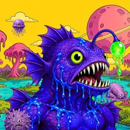 Oozlings #1408, Mutated Anglerfish · Turquoise Swamp