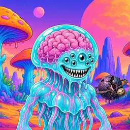 Oozlings #141, Jellyfish Brain · Mushroom Desert