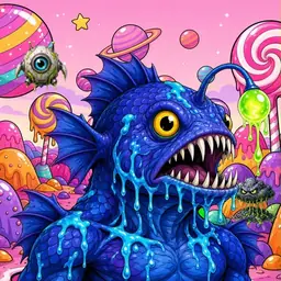 Oozlings #1411, Anglerfish · Candy Planet