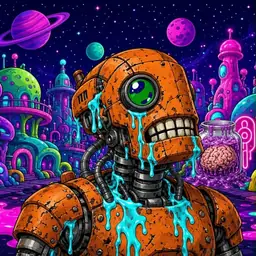 Oozlings #1412, Rusty Robot · Neon City