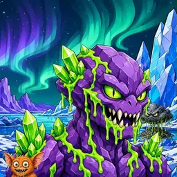Oozlings #1418, Crystal Rock · Aurora Ice