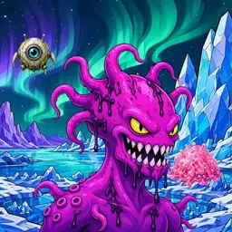 Oozlings #142, Squid · Aurora Ice