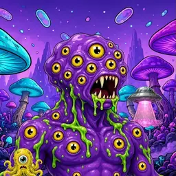 Oozlings #1420, Eyeball Cluster · Fungus Forest