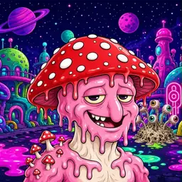 Oozlings #1429, Mushroom Head · Neon City