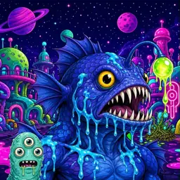 Oozlings #1431, Anglerfish · Neon City