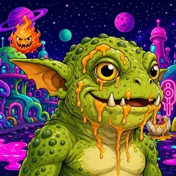 Oozlings #1437, Toad Goblin · Neon City