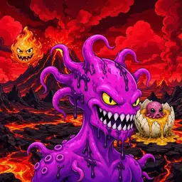 Oozlings #1439, Squid · Lava Fields
