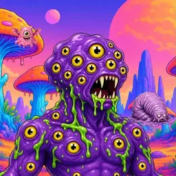 Oozlings #144, Eyeball Cluster · Mushroom Desert