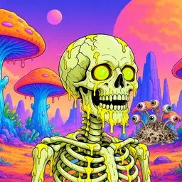 Oozlings #1441, Mutated Skull · Mushroom Desert