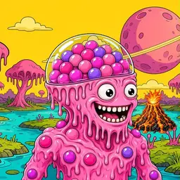 Oozlings #1442, Gumball Brain · Turquoise Swamp