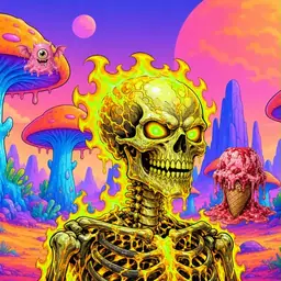 Oozlings #1447, Mutated Fire Skull · Mushroom Desert