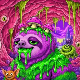Oozlings #1449, Mutated Slime Sloth · Flesh Cave