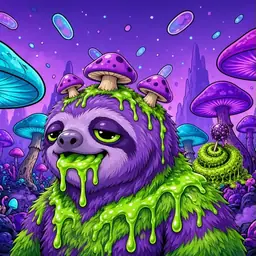Oozlings #145, Slime Sloth · Fungus Forest