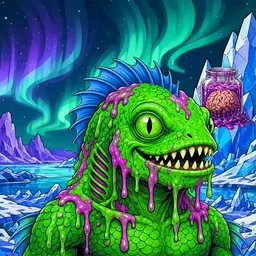 Oozlings #1461, Mutated Swamp Fish · Aurora Ice