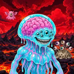 Oozlings #1463, Jellyfish Brain · Lava Fields