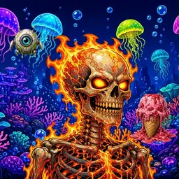 Oozlings #1466, Fire Skull · Glow Reef