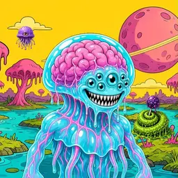 Oozlings #1467, Jellyfish Brain · Turquoise Swamp