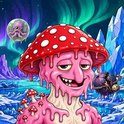 Oozlings #147, Mushroom Head · Aurora Ice