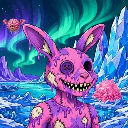 Oozlings #1470, Zombie Bunny · Aurora Ice