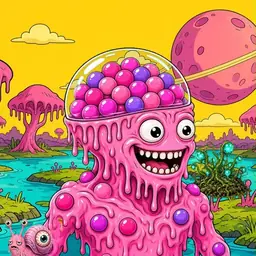 Oozlings #1471, Gumball Brain · Turquoise Swamp
