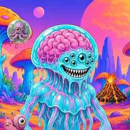 Oozlings #1474, Jellyfish Brain · Mushroom Desert