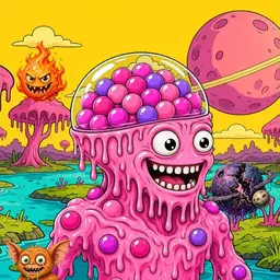 Oozlings #1489, Gumball Brain · Turquoise Swamp