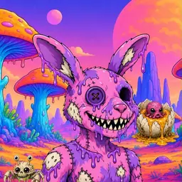 Oozlings #1492, Zombie Bunny · Mushroom Desert