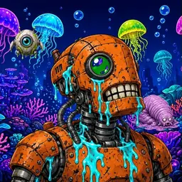 Oozlings #1503, Rusty Robot · Glow Reef