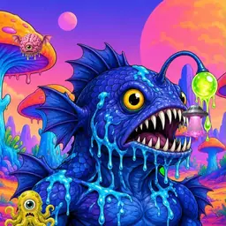 Oozlings #1504, Anglerfish · Mushroom Desert