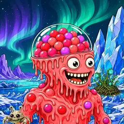 Oozlings #1507, Mutated Gumball Brain · Aurora Ice
