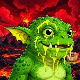 Oozlings #151, Mutated Toad Goblin · Lava Fields