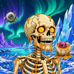 Oozlings #1513, Skull · Aurora Ice