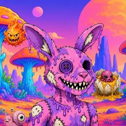 Oozlings #1517, Zombie Bunny · Mushroom Desert