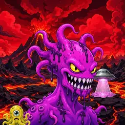 Oozlings #1521, Squid · Lava Fields