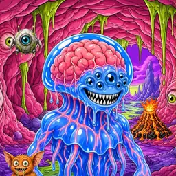 Oozlings #1525, Mutated Jellyfish Brain · Flesh Cave