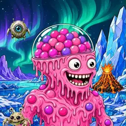 Oozlings #1535, Gumball Brain · Aurora Ice