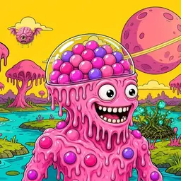Oozlings #154, Gumball Brain · Turquoise Swamp