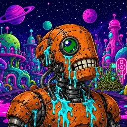 Oozlings #1541, Rusty Robot · Neon City