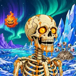 Oozlings #1550, Skull · Aurora Ice