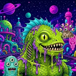 Oozlings #1554, Swamp Fish · Neon City
