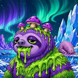 Oozlings #1561, Slime Sloth · Aurora Ice