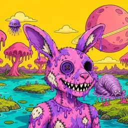Oozlings #1562, Zombie Bunny · Turquoise Swamp