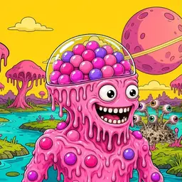 Oozlings #1564, Gumball Brain · Turquoise Swamp