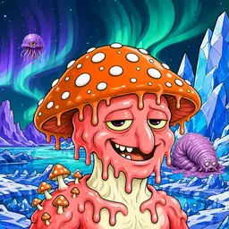 Oozlings #1567, Mutated Mushroom Head · Aurora Ice