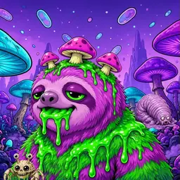 Oozlings #157, Mutated Slime Sloth · Fungus Forest